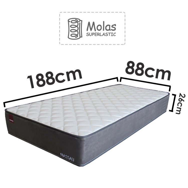 Cama Box Solteiro Colchão Nassau Mola Superlastic 88x188x65cm Branco - 2
