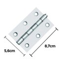 Ver imagem 2 de Dobradiça Inox Cromada 3,5" Cartela com 3 Peças e Parafusos