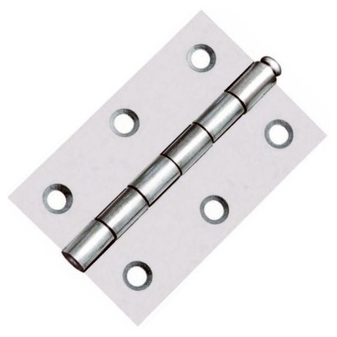 Dobradiça Inox Cromada 3,5" Cartela com 3 Peças e Parafusos