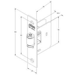 Fecho Rolete para Porta Pivotante Stam Inox sem Chave Cromado - 2