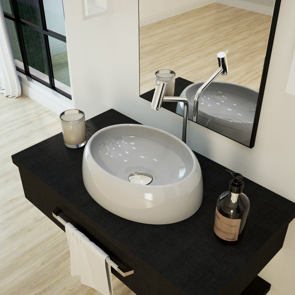 Kit 02 Cubas de Apoio Oval Para Banheiro Lavabo C01 Capri O39 Cinza - Lyam Decor - 3
