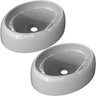 Kit 02 Cubas de Apoio Oval Para Banheiro Lavabo C01 Capri O39 Cinza - Lyam Decor - 1