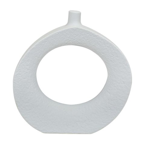 Escultura Vaso Decorativo em Cerâmica Branco 18cm X 17,5cm - Rio Home