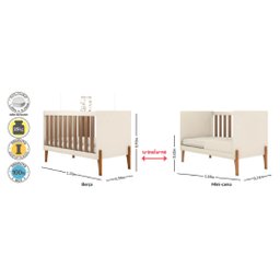 Berço Mini Cama Infantil Bebê Iris Retro - C/ Colchao:branco - 5