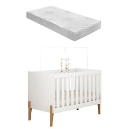 Berço Mini Cama Infantil Bebê Iris Retro - C/ Colchao:branco - 1