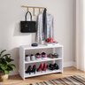 Kit Sapateira Prateleira Organizadora Branco Cabideiro Mancebo Dourado Porta Parede Decoração Cas - 2