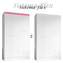 Ver imagem 3 de Guarda Roupa Solteiro Versa 4 Portas Branco Rosa Flex Fosco - Kits Paraná