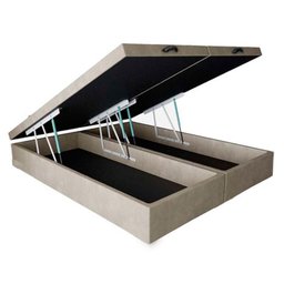 Base Box Baú King Bipartido Santo Box Suede Bege 47x192x203 - 2