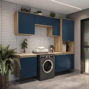 Lavanderia Modulada Kappesberg Celeste 6 Peças Nogueira/azul 250cm