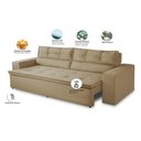 Ver imagem 2 de Sofá Retrátil e Reclinável 3 Lugares com Molas 1,80m Veneza Suede Bege Mirra Decor