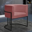 Ver imagem 2 de Poltrona Reforçada Decorativa Sala Nayara Base Ferro Preto Suede Rose