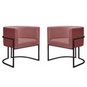 Ver imagem 4 de Poltrona Reforçada Decorativa Sala Nayara Base Ferro Preto Suede Rose