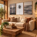 Ver imagem 4 de Quadros Decorativos Mar Praia Sol - Sépia Moldura Filete:Moldura Freijó/50x75