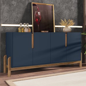 Buffet 04 Portas Lizz 170 cm Azul Cobalto Cedro Casa D