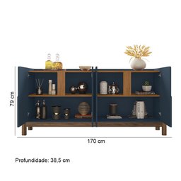 Buffet 04 Portas Lizz 170 cm Azul Cobalto Cedro Casa D - 2