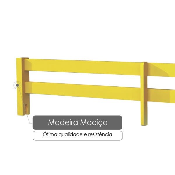 Grade de Proteção II para Cama Infantil Madeira Maciça - Laca Amarelo - 2