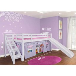 Cama com Escorregador Infantil c/ Escada de Fácil Acesso - Castelo Lilás – Casatema - 4