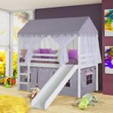 Ver imagem 1 de Cama com Escorregador Tenda Castelo Lilás e Mosquiteiro - Proteção Completa - Casatema