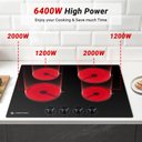 Ver imagem 2 de Cooktop Elétrico Amzchef 24" com 4 Bocas, 11 Níveis de Potência (preto)