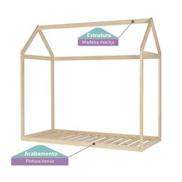 Mini Cama Montessoriana Infantil Montessoriana Casinha II Natural Com 2 Gavetas Casatema - 2