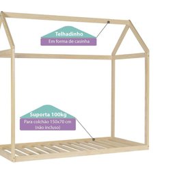 Mini Cama Montessoriana Infantil Montessoriana Casinha Ii Natural - Casatema - 3