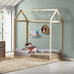 Mini Cama Montessoriana Infantil Montessoriana Casinha Ii Natural - Casatema - 1