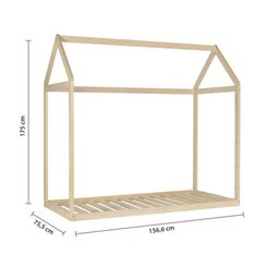 Mini Cama Montessoriana Infantil Montessoriana Casinha Ii Natural - Casatema - 4