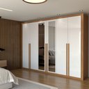 Ver imagem 1 de Guarda-roupa Casal Saint 6 Portas 6 Gavetas com Espelho Cinamomo-branco - Panorama Móveis