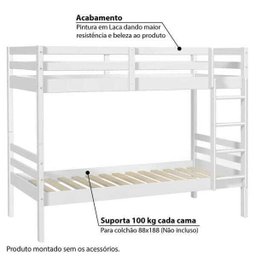 Beliche Teen Play com Cama Auxiliar Escorregador/ Escada Lateral e Lousa - Madeira Maciça - Casatema - 4