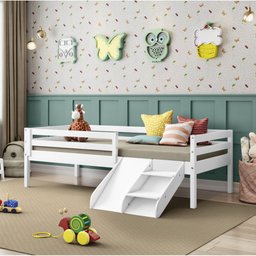 Cama Infantil Prime com Grade de Proteção e Kit Escadinha/ Escorrega - Casatema - 1