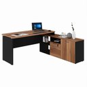 Ver imagem 2 de Mesa para Escritório em L Yaris YAR1716 150x160cm Marrom/Preto com Gavetas e Nichos