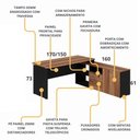 Ver imagem 6 de Mesa para Escritório Diretor 150x160cm 2 Gavetas 1 Porta Yaris YAR1716 Marrom/Preto - Gebb Work