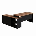 Ver imagem 3 de Mesa para Escritório em L Yaris YAR1716 150x160cm Marrom/Preto com Gavetas e Nichos
