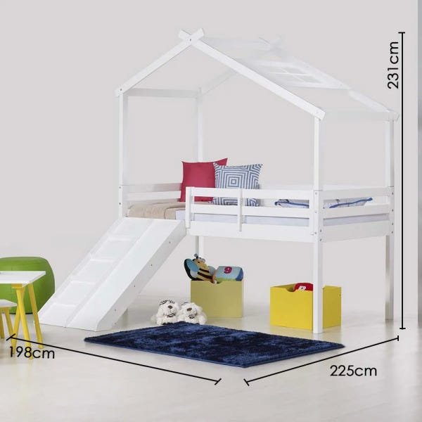 Cama Beliche Infantil Solteiro Com 05 Nichos E 02 Gavetões 231cm