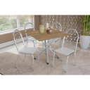 Ver imagem 1 de Conjunto: Mesa de Cozinha Volga C/ Tampo de Madeira 90cm e 4 Cadeiras Holanda Cromado/nogueira -