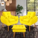 Ver imagem 1 de Kit 2 Poltrona Opala Puff Descanso para Os Pés:amarelo