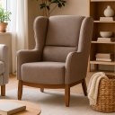 Ver imagem 1 de Poltrona Dekorien Milena Linho Avelã Alto Acabamento