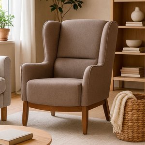 Poltrona Dekorien Milena Linho Avelã Alto Acabamento