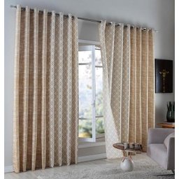 Cortina Para Sala Bege 4,00x2,50m Com Ilhoses Equador Sultan - 1