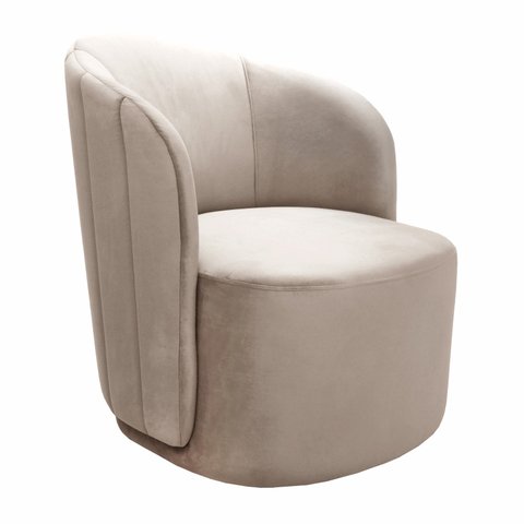 Poltrona Concha Stela Decoração Moderna Sala, Recepção, Escritório - Suede Bege Claro