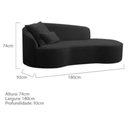 Ver imagem 5 de Divã Recamier Sofá Curvo Sala de Tv e Estar Recepção Inglaterra 180cm Lado Direito Bouclé Preto