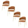 Conjunto 4 Cadeiras Veneza Couro Caramelo Metal Dourado - 4