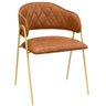 Conjunto 4 Cadeiras Veneza Couro Caramelo Metal Dourado - 5