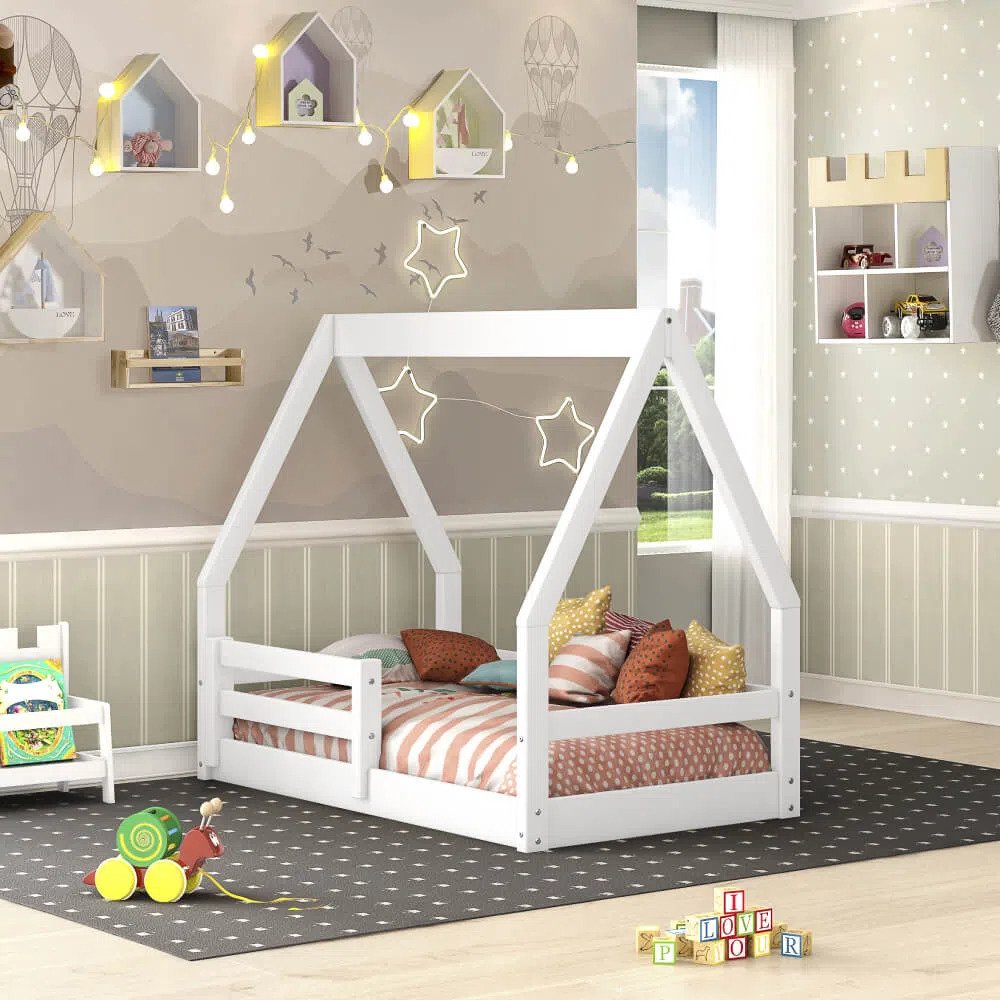 Mini Cama Montessoriano Cabaninha Com Grade Em Madeira Maciça Casatema MadeiraMadeira