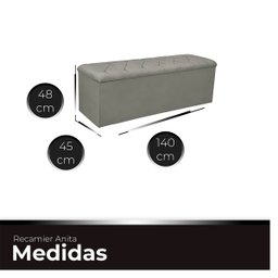 Recamier Bau Estofado Casal Padrão Anita 140 Cm Veludo - 5