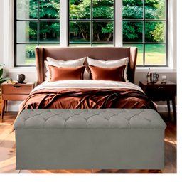 Recamier Bau Estofado Casal Padrão Anita 140 Cm Veludo - 2