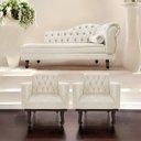 Ver imagem 2 de Kit Diva Recamier Diana 160cm Lado Esquerdo e 02 Poltronas Classic Suede Bege - ADJ Decor