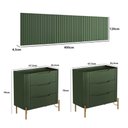 Ver imagem 3 de Conjunto Cabeceira Super King 400cm C/ 2 Mesas de Cabeceira Cor:musgo com Dourado