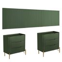 Ver imagem 4 de Conjunto Cabeceira Super King 400cm C/ 2 Mesas de Cabeceira Cor:musgo com Dourado