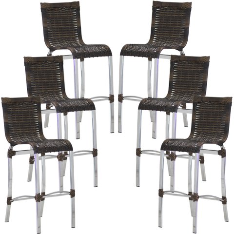 Conjunto de 6 Banquetas Jl em Alumínio para Balcão, Cozinha, Edícula - Argila